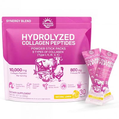 Multi Collagen Peptides Powder Women, 10g Hydrolyzed Collagen, Lemon Flavor