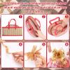 2 Set Empty Gift Baskets to Fill, 11.8 Inch Elegant Bamboo Woven Basket with Handle, Includes Cellophane Wrap Bag and Pull Bows, Foldable DIY Gift Basket Kit for Mother's Day, Baby Shower, Raffle view 3