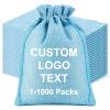 WACAR 100-Pack Custom Burlap Drawstring Gift Bags with Logo Text, Bulk Personalized Jewelry Pouches for Wedding Party Favor Christmas Small Items Sachet view 1