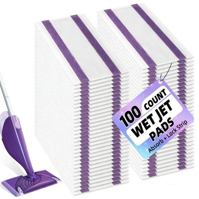 100 Count Mopping Pad for Wet Jet Mop Disposable Wetjet Pads Refills Replacement for Wet Pads Refill Compatible with Wet Jet Pads Thickness & Absorbent for Household Multi-Surface