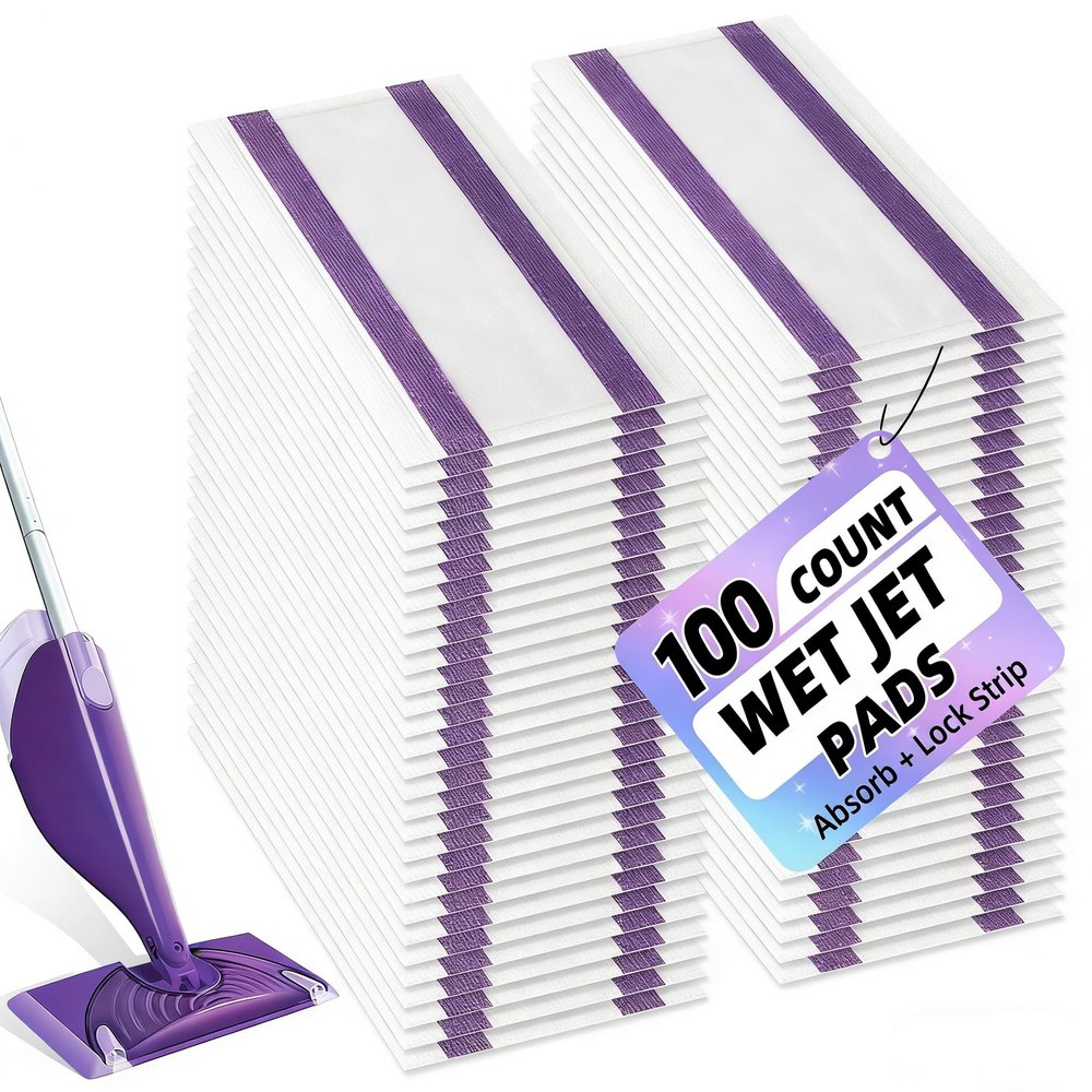 100 Count Mopping Pad for Wet Jet Mop Disposable Wetjet Pads Refills Replacement for Wet Pads Refill Compatible with Wet Jet Pads Thickness & Absorbent for Household Multi-Surface