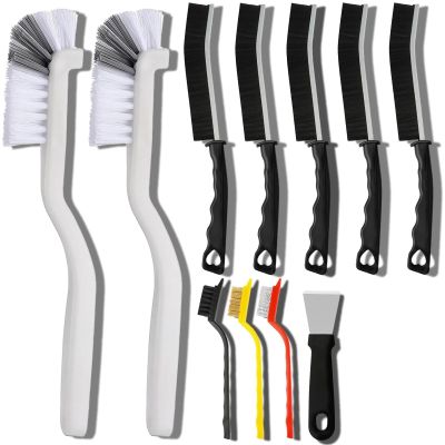 11Pcs Crevice Cleaning Brush Set - Hard Bristle Brushes for Kitchen, Bathroom, Corner, Grout, Sink, Cup, Teapot, Bottle, Blender