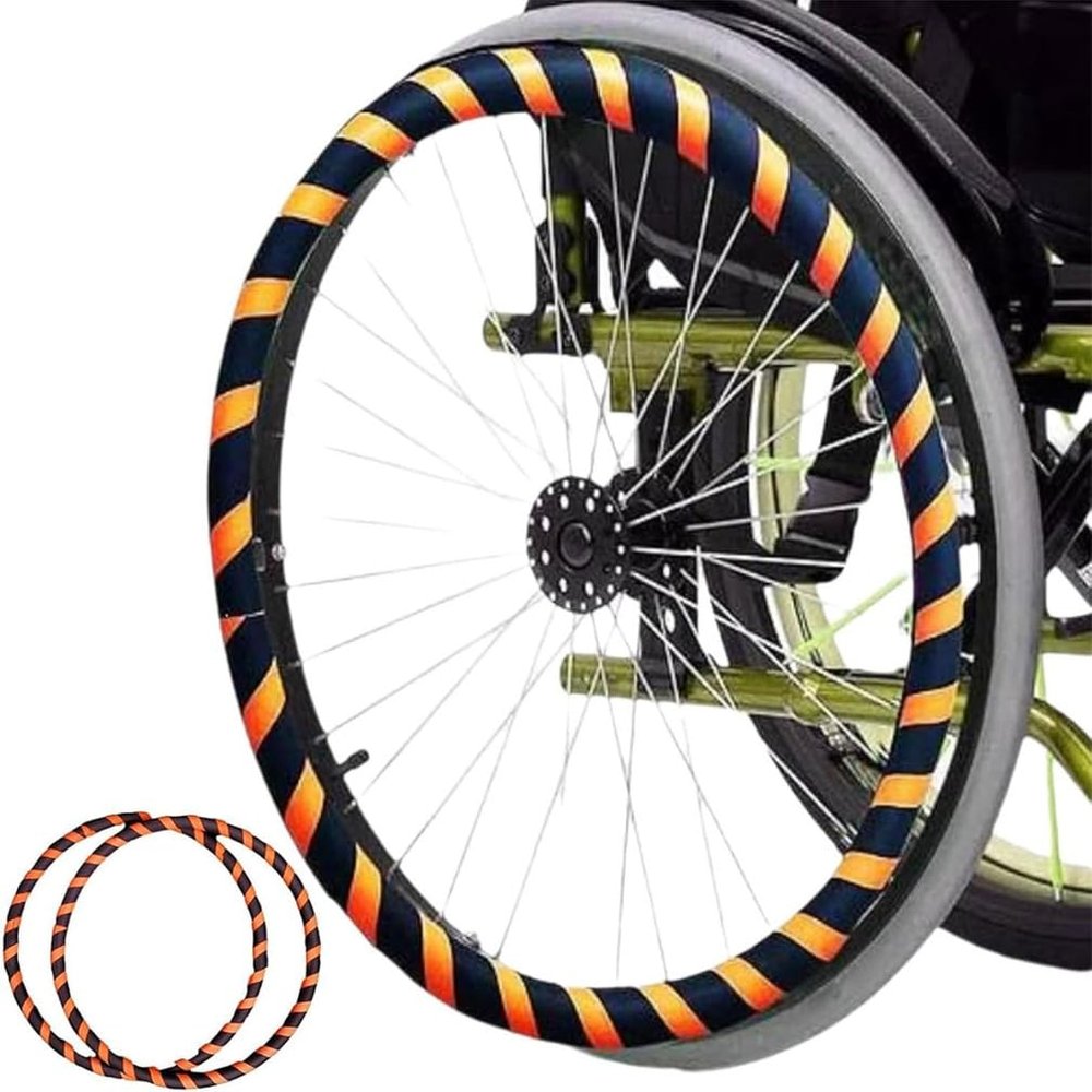 Wheelchair Cover 20/22/24Inch Wheelchair Push Rim Covers 1 Pair Silicone Wheelchair Hand Push Cover Non Slip Improve Grip and Traction, Easy to Take of and Clean,002,20in