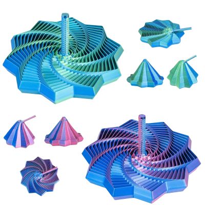 2 PCS Fidget Star 3D Printed Sensory Fidgets for Adults, Expandable Star Spiral with Handles, Colorful Fractal Stress Relief Gadget for Office Desk, Anxiety Relief Gifts for Men Women with ADHD