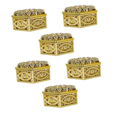 PLAFOPE European Style Hollow-out Candy Boxes 6pcs Set Small Wedding Favor Boxes Party Packaging Gold Plastic Hexagonal Candy Containers
