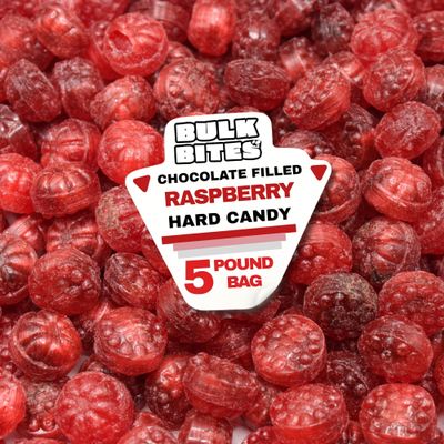 Chocolate Filled Raspberry Hard Candy 5 lb | Filled Raspberry Candy | Chocolate Filled Candy