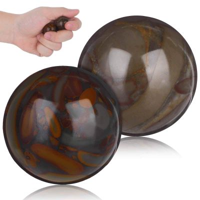 COLLBATH 2pcs Portable Hand Massage Balls 25mm Stone Baoding Balls for Hand Exercise and Stress Relief Outdoor Palm Massage for Fitness and Relaxation