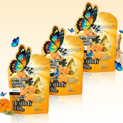 BUTTERFLY'S TEAR Hair, Skin & Nails Gummies | 26-in-1 Biotin 10000mcg & Collagen Complex | Pineapple Flavor, 180 Count