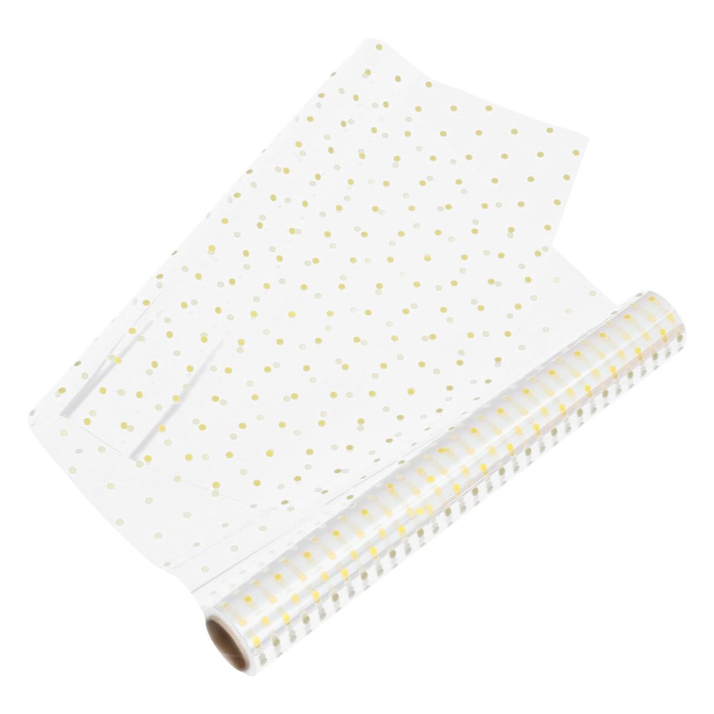 IMUSINICE Floral Bouquet Film Glassine Wrapping Roll 40cm X 30m Gold Dot Waterproof Flower Wrap Sheet for Wedding Birthday Packaging