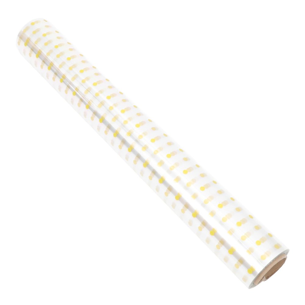 Parliky Floral Bouquet Wrapping Film Roll 40cm X 30m Waterproof Dustproof Gold Dot Cellophane Wrap for Florist Packaging