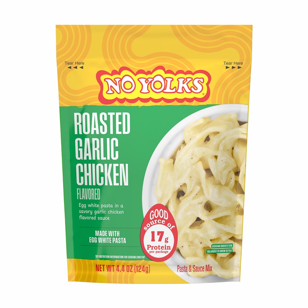 No Yolks Pasta Pouches, Savory Roasted Garlic & Chicken, Quick Dinner, 4 OZ, Authentic Flavor