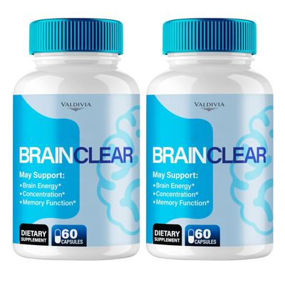 (2 Pack) Brain Clear Capsules, Official BrainClear with All Natural Ingredients, Advanced Formula for Optimal Brain Health Support with Maximum Strength Premium Vitamins for Women & Men (120 Capsules)