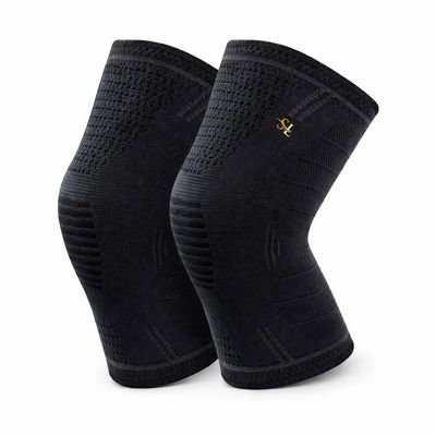 2 Pack Knee Compression Sleeves for Women & Men Breathable Knee Support with Non-Slip Silicone Grip, Comfortable Support for Running, Workout, Weightlifting & Daily Activities (Black, Large)