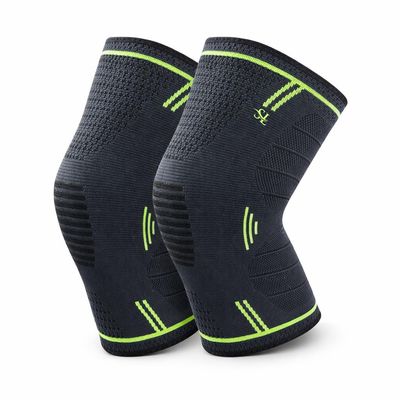 2 Pack Knee Compression Sleeves for Women & Men Breathable Knee Support with Non-Slip Silicone Grip, Comfortable Support for Running, Workout, Weightlifting & Daily Activities (Green, Large)