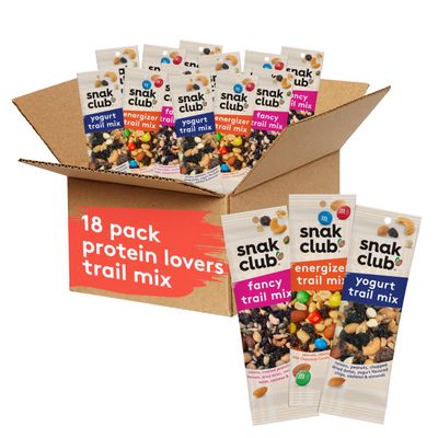 Snak Club Trail Mix Variety Pack, Grab-n-Run Protein Snacks, Includes Energizer Trail Mix, Yogurt, and Fancy, Nut and Fruit Assortment, 18 Individual Packs