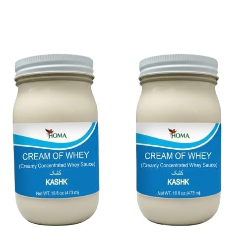 Homa Cream of Whey Kashk, Creamy Concentrated Whey Sauce, Persian Authentic, All-Natural High Protein Dairy, 16 fl oz, Pack of 2