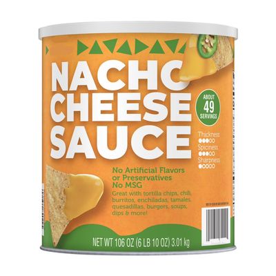 Nacho Cheese Sauce, 106 oz (6.6 lbs) Bulk Can Creamy & Smooth Ready to Use Cheese Dip Professional Restaurant Quality for Nachos, Pretzels, Fries, and Hot Dogs