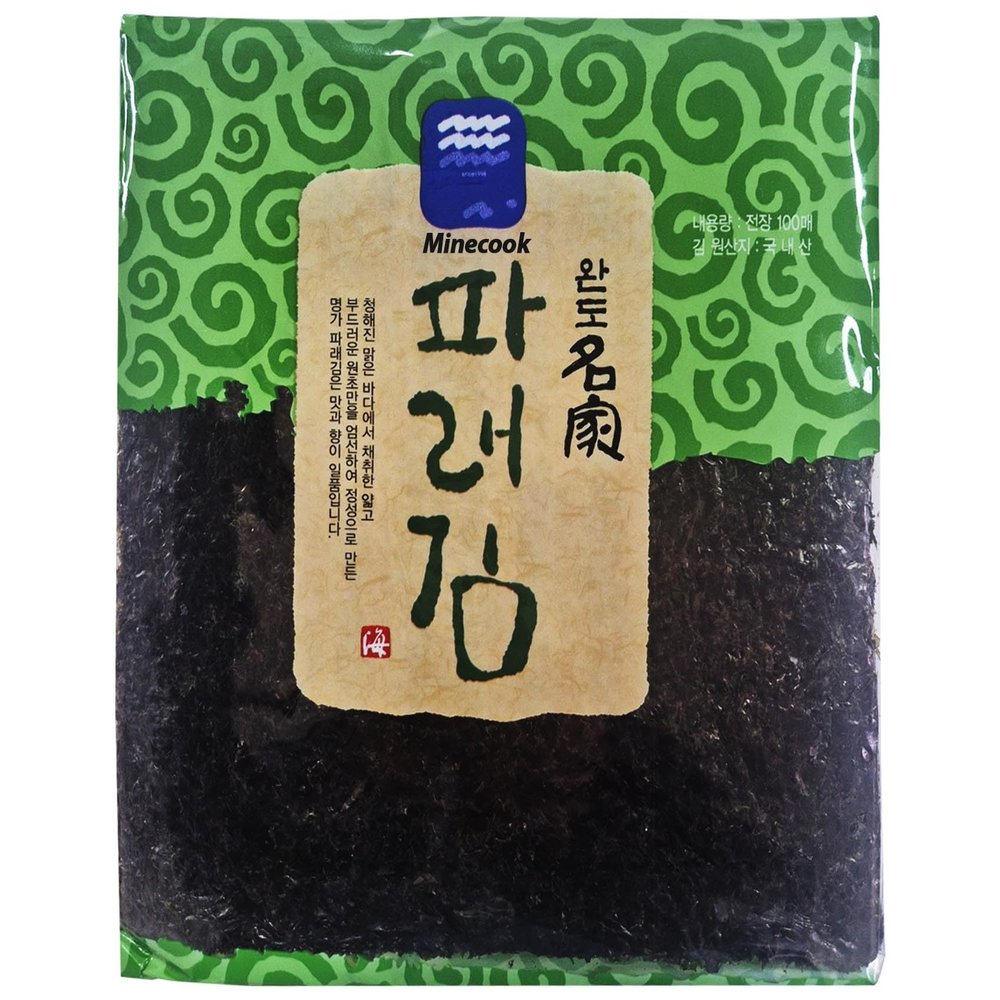 Minecook Roasted Seaweed Sheets with Laver, Korean Food for Rice & Gimbap, 100 Sheets, 200g (7.05 oz)