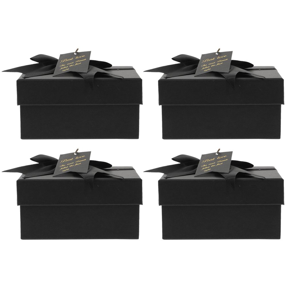 FESTFENDS 4pcs Kraft Paper Boxes with Bow Tie, Small Present Boxes 14x10x7cm, Eco-friendly Packaging for Cosmetics, Lipstick, Party Favors and Wedding
