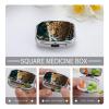 Square Leopard Print African Jungle Animals Pill Box Small Pill Case with 2 Compartment Portable Metal Medicine Organizer Mini Travel Medicine Vitamin Supplement Container for Pocket Purse view 3