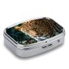 Square Leopard Print African Jungle Animals Pill Box Small Pill Case with 2 Compartment Portable Metal Medicine Organizer Mini Travel Medicine Vitamin Supplement Container for Pocket Purse view 4