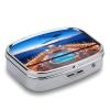 Pool Party Cruise Ship Pill Organizer Small Pill Box with Two Compartments Pill Case Metal Medicine Organizer Portable Medicine Box Holder Medication Holder Travel Pill Container view 3
