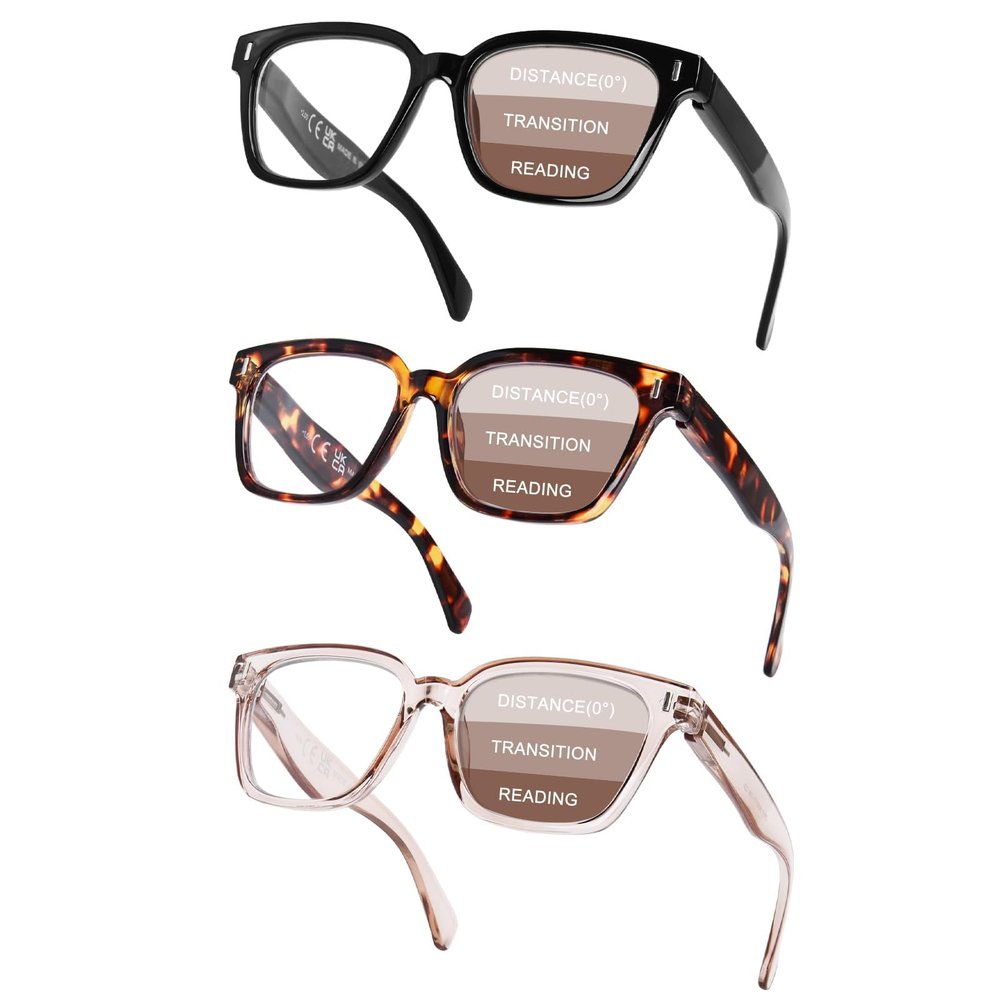 YUKANG Progressive Multifocal Reading Glasses for Women Men, Anti Glare Blue Light Blocking Multifocus Computer Glasses 3packs 2.0