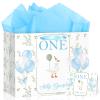 Silly Goose 1st Birthday Gift Bag for Baby Boy with Wrapping Tissue Paper and Greeting Card Large Blue One Silly Goose First Gift Bag Set for Boy One Year Old Party Decorations Favors Supplies view 1