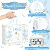 Silly Goose 1st Birthday Gift Bag for Baby Boy with Wrapping Tissue Paper and Greeting Card Large Blue One Silly Goose First Gift Bag Set for Boy One Year Old Party Decorations Favors Supplies view 4