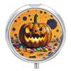 Halloween Pumpkin Monster Pill Case 3 Compartments Portable Pill Box for Purse Pocket Waterproof Travel Pill Organizer Vitamin Organizer Round Small Pill Box Daily Pill Container view 1