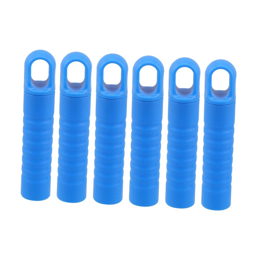 HOOWIFFY 6pcs Mop Handle Replacement Covers with Non-Slip Grip, Hanging Hole, 25mm Inner Diameter, Blue Floor Mop Stick End Caps for Home and Office Cleaning Accessories