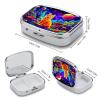HTSAHKV Vibrant Cosmic Cat Fantasy Landscape Pill Box, 2 Compartment Portable Pill Organizer with Mirror, Small Daily Medicine Case for Travel, Pocket Or Purse view 2
