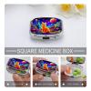 HTSAHKV Vibrant Cosmic Cat Fantasy Landscape Pill Box, 2 Compartment Portable Pill Organizer with Mirror, Small Daily Medicine Case for Travel, Pocket Or Purse view 4