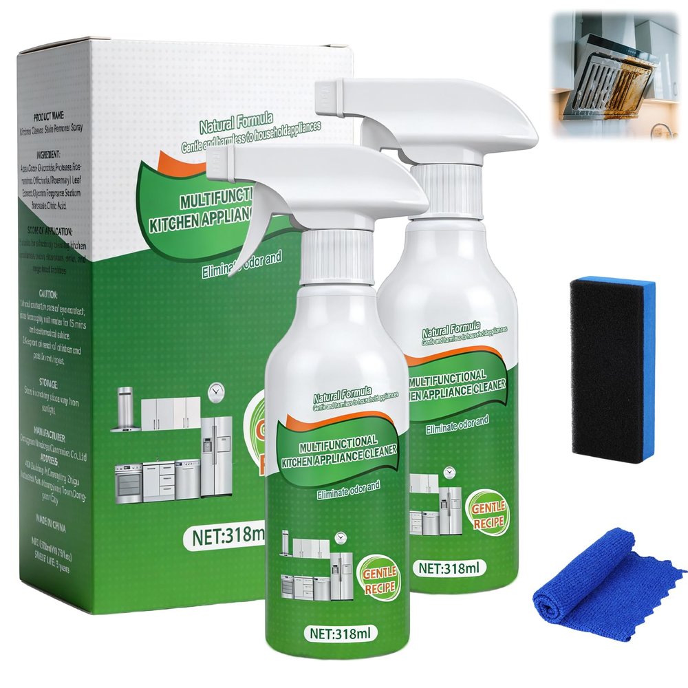2Pcs Kitchen Cleaner Spray, Multi-Purpose Kitchen Cleaner, Heavy Duty Kitchen Oil Stains Spray for Kitchen, Household, Oven, Stove, Range Hood - 318ml