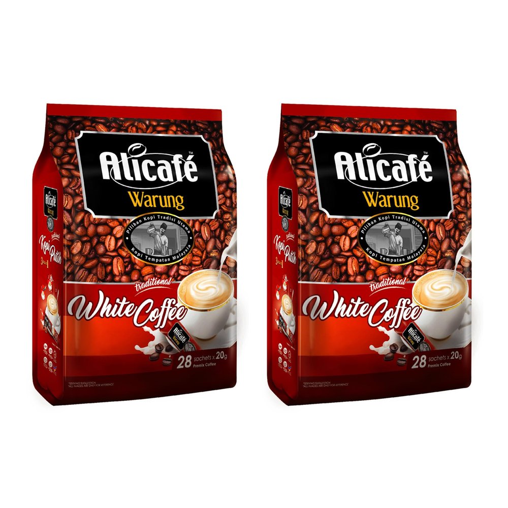 Alicafe White Coffee (20g x 28 Sachets) Smooth & Creamy Instant White Coffee Made with Fresh Milk Creamer, Rich Velvety Taste for a Soft, Comforting Cup (2 Pack)
