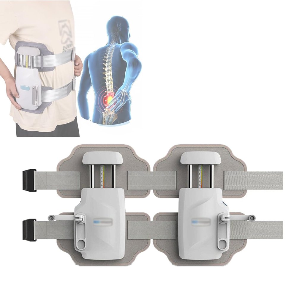 AFBEHL Back Stretcher for Lumbar Traction, Lumbar Care Spine Decompression Device, Visualization of Tow Travel, 1cm Gear Dial, Self-Locking Anti-Slip Screw Rod, Traction Stroke 110mm for Home Use