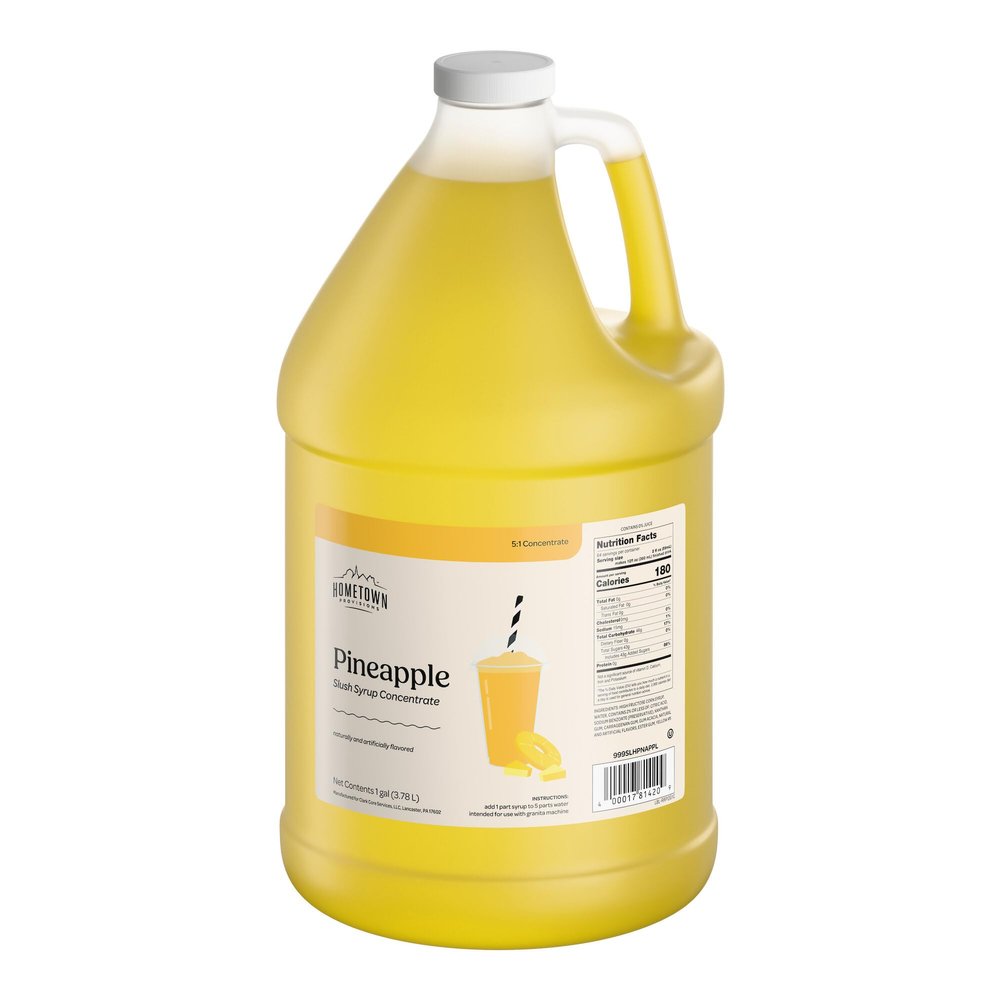 Hometown Provisions Slushy & Granita Mix - 1 Gallon 5:1 Syrup Concentrate - Perfect for Slushy Machines, Fairs, Concession Stands, & Frozen Cocktails (Pineapple)