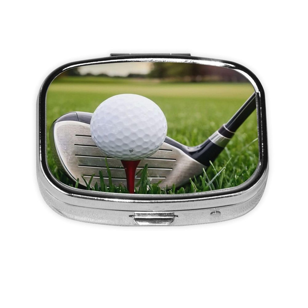 Pill Case for Purse, Travel Pill Organizer Sports Golf Small Pill Box 2 Compartment