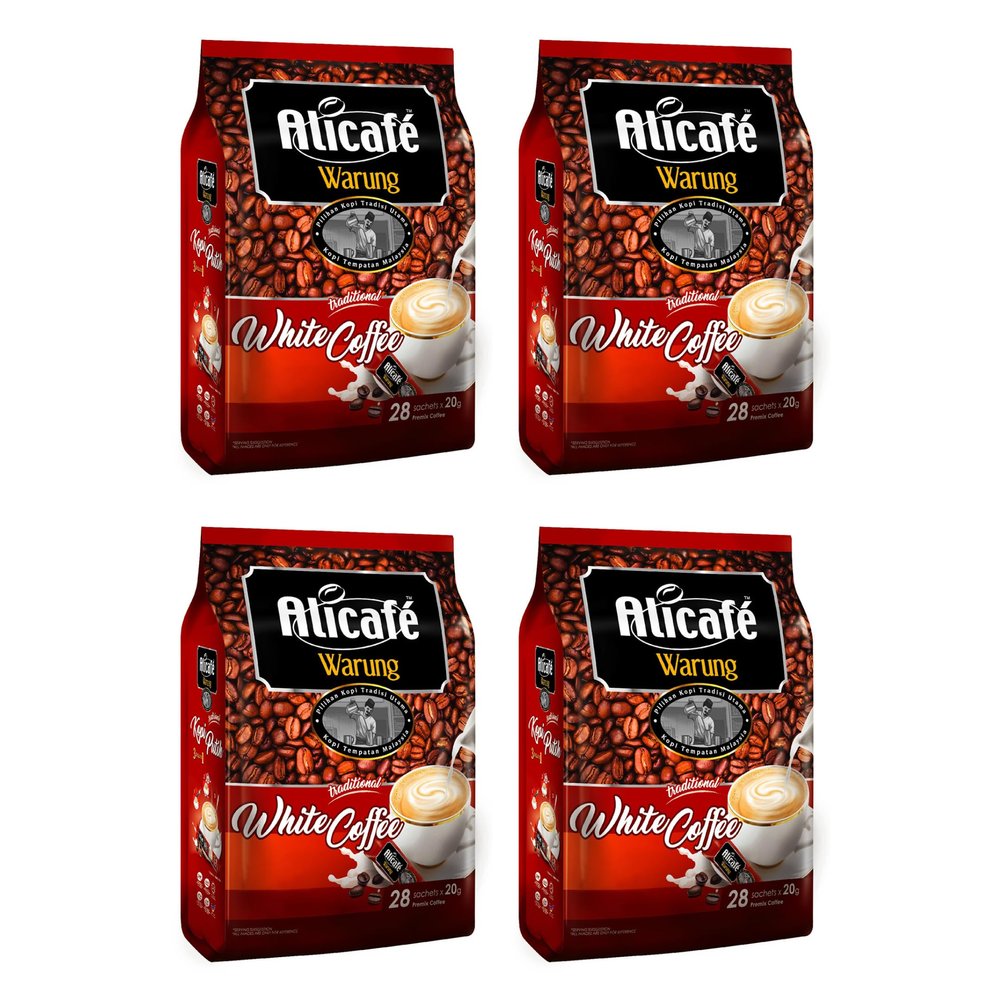 Alicafe White Coffee (20g x 28 Sachets) Smooth & Creamy Instant White Coffee Made with Fresh Milk Creamer, Rich Velvety Taste for a Soft, Comforting Cup (4 Pack)