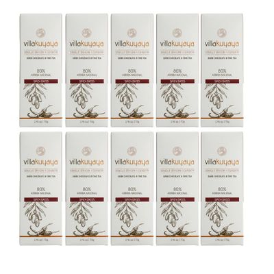 Villakuyaya Premiun Dark Chocolate Spicy Dates 80%,Single Origin Ecuador, Gourmet Arriba Nacional Cacao with Spicy Dried tajin Medjool Dates, Small Batch, Artisan Chocolate, Vegan & Gluten Free. (Pack of 10)