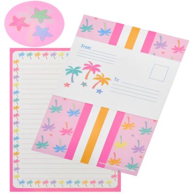 iscream Fold and Send Girls Stationery Cards with Seals - Palm Paradise