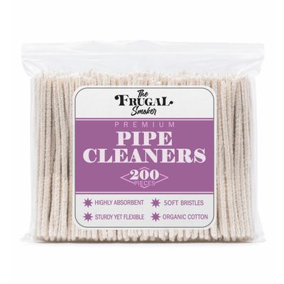 The Frugal Smoker Soft Cotton Pipe Cleaners 200 Count Bag 6 Inch Standard Pipe Cleaners for Daily Maintenance Flexible Absorbent Cleaning Tools
