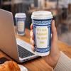 10 oz Disposable Coffee Cups with Tear-Back Sip Lids 50 Cups + 50 Lids (100 Piece Set) Classic New York Diner Style Greek Design Paper Coffee Cups, To Go Hot Cups Secure Lid Fit, Leak Resistant view 3