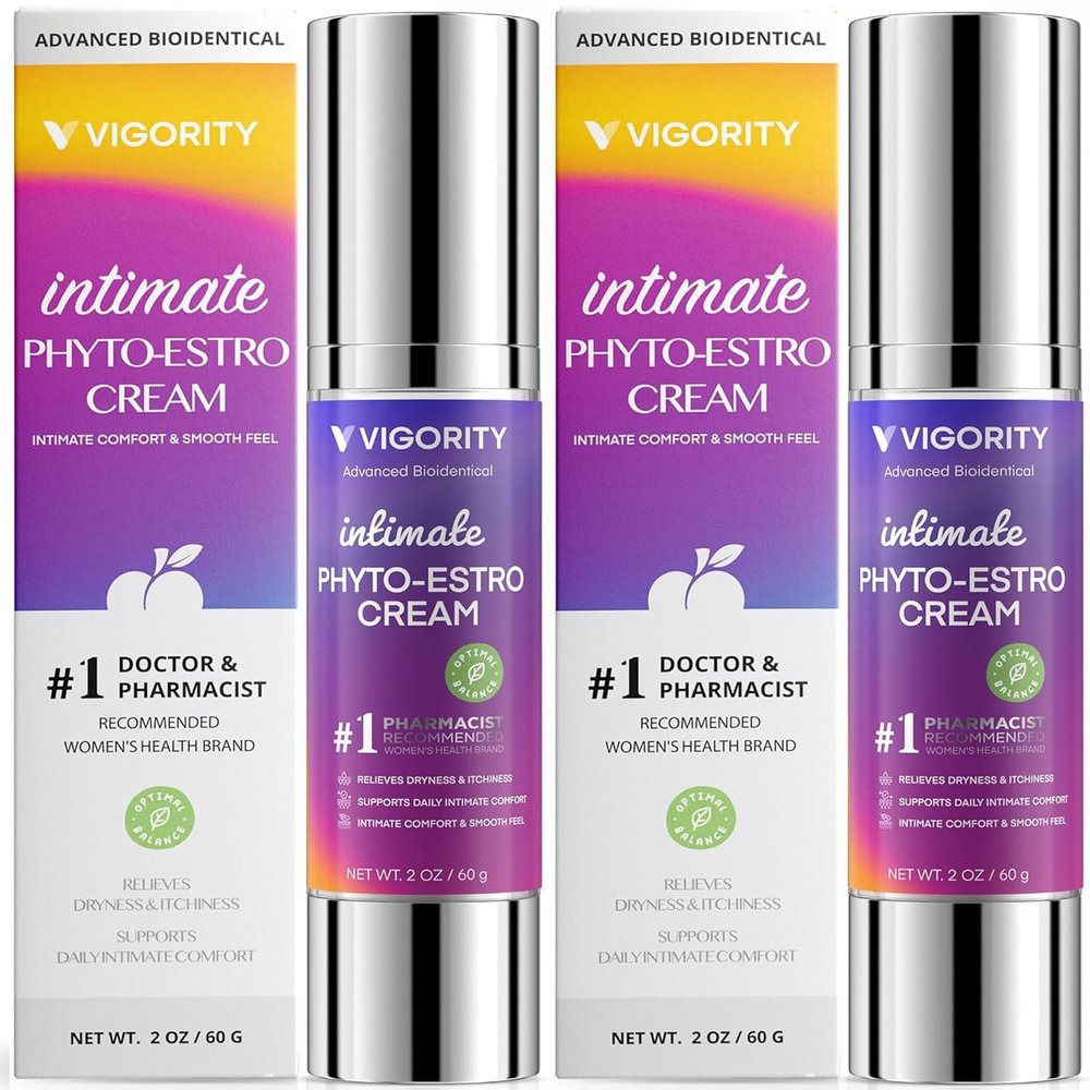 Vigority Intimate Phyto-Estro Cream for Women, Daily Intimate Moisturizer for Comfort & Hydration, Gentle Botanical Formula, Paraben-Free, 2 Pack