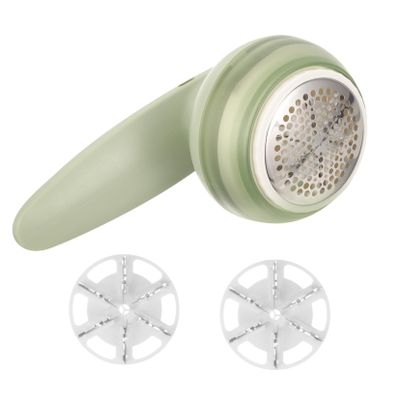 Artibetter Rechargeable Fabric Lint Remover with 2 Blades, Electric Clothes Fuzz Shaver for Sweaters and Carpets, Portable Hair Ball Trimmer for Home Laundry Use, Green