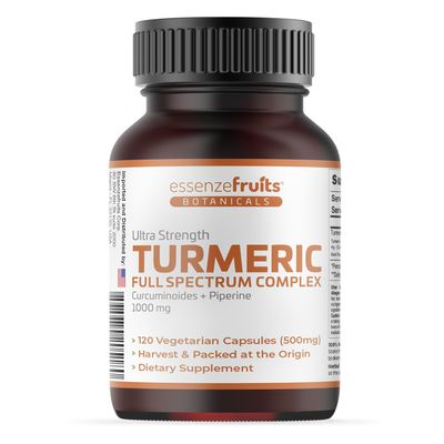 Essenzefruits Turmeric Curcumin with Black Pepper 1000 mg Full Spectrum Turmeric Complex with 95% Curcuminoids & Piperine 120 Vegetarian Capsules Non-GMO, Vegan, Gluten Free Made in India
