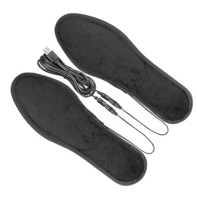 1Pair Heated Shoe Insoles USB Powered Foot Warmer Electric Heating Winter Sock Mat Shoes Inserts USB Powered Foot Warmers Out