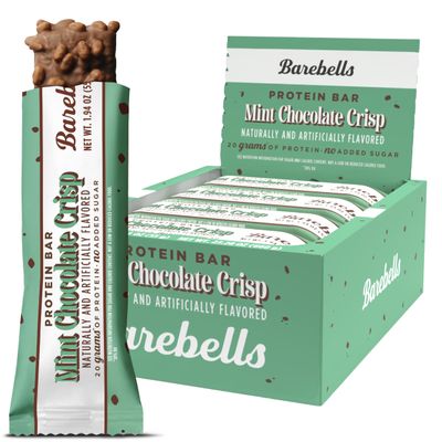 Barebells Mint Chocolate Crisp Protein Bar 20g Protein No Added Sugar 12 x 55g High Protein Snack Post Workout Snack
