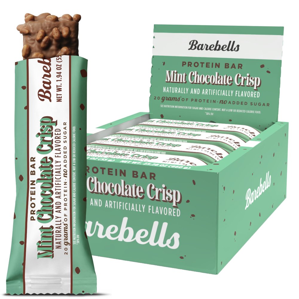 Barebells Mint Chocolate Crisp Protein Bar 20g Protein No Added Sugar 12 x 55g High Protein Snack Post Workout Snack