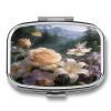 Floral Fantasy Pill Case Portable Medicine Organizer Travel Daily Pill Box Small Metal Medicine Box for Purse Pocket Pill Container Holder Two Compartments Medication Holder view 1